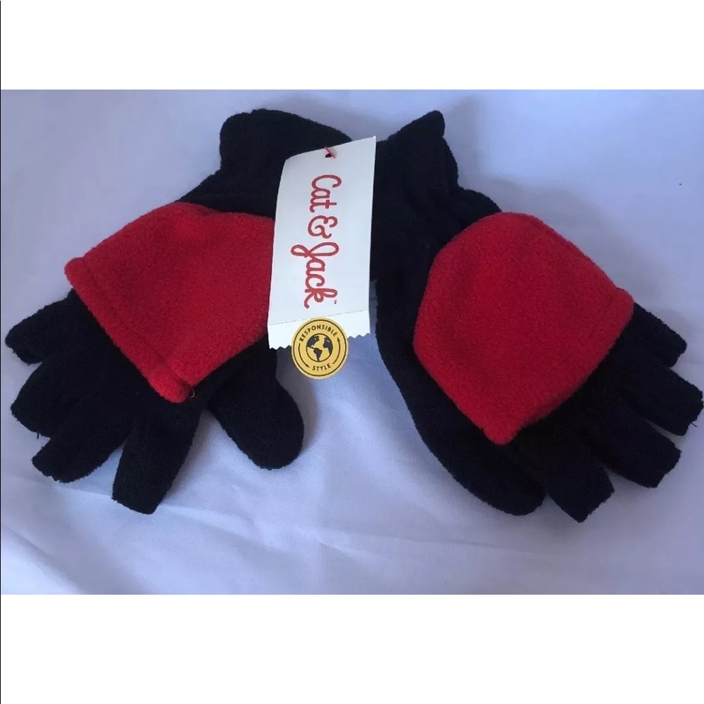 Fleece Gloves Mittens- Cat & Jack Black & Red